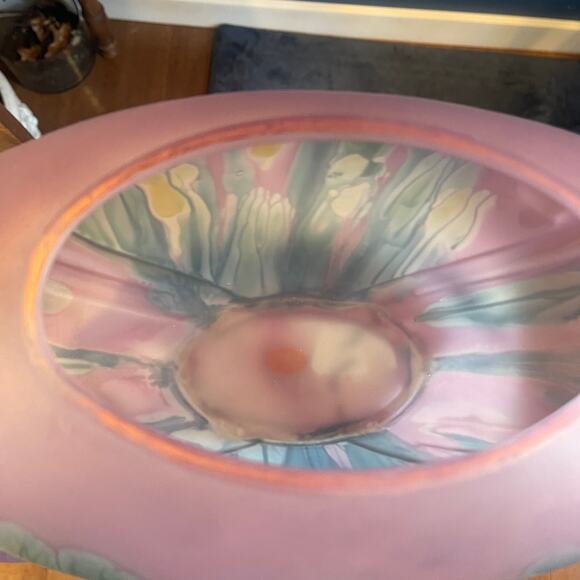 Vintage Rueven Nouveau Art Hand-Painted Glass Vase – Abstract Floral Satin Glass - Picture 8 of 12